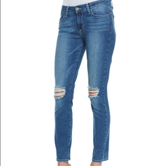 Paige Verdugo Ankle Jeans with Distressed Knees - Picture 1 of 8